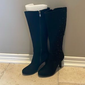 Italina boot, soft, black suede-like material, size 7M. New in original box.